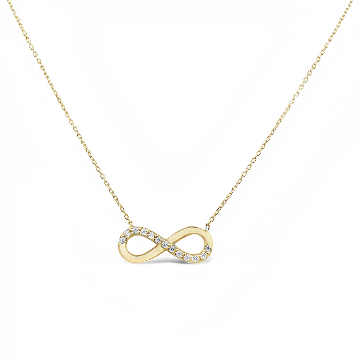 10 Karat Yellow Gold Cubic Zirconia Infinity Necklace