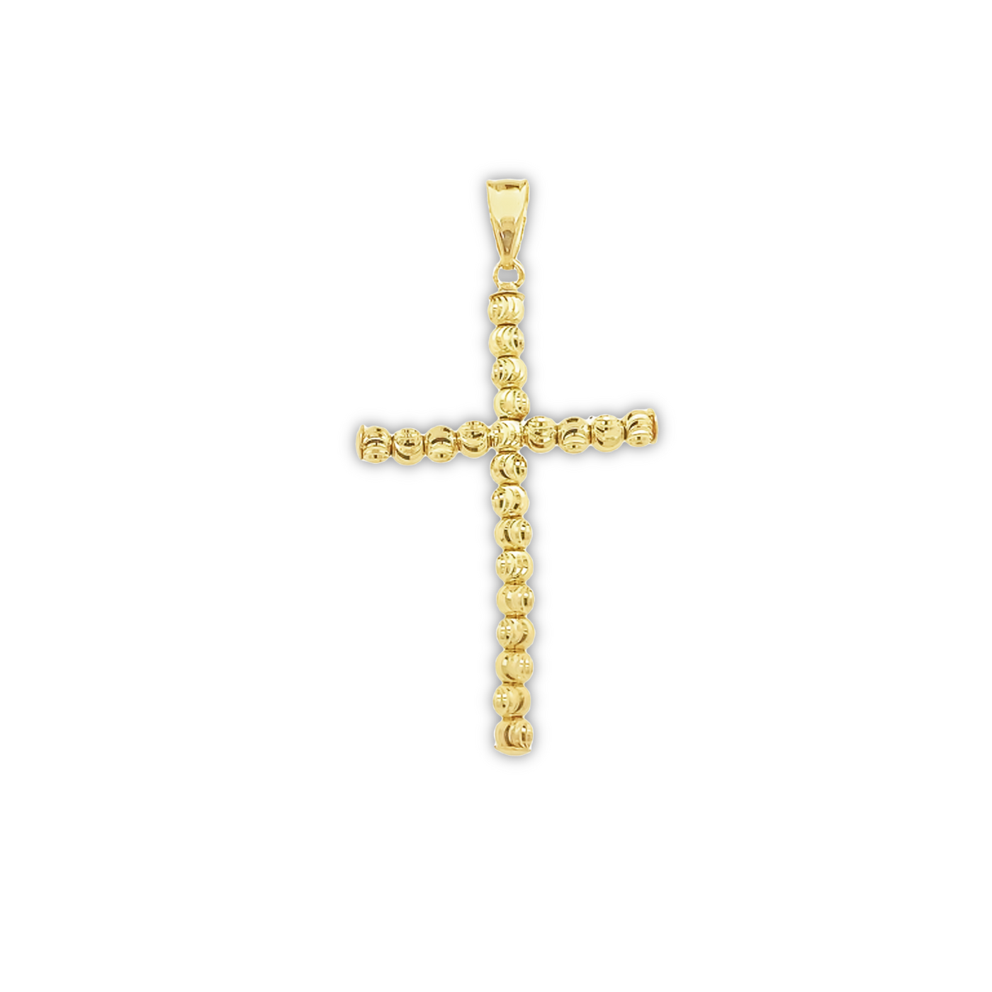 10 Karat Yellow Gold Sparkle Bead Cross Pendant