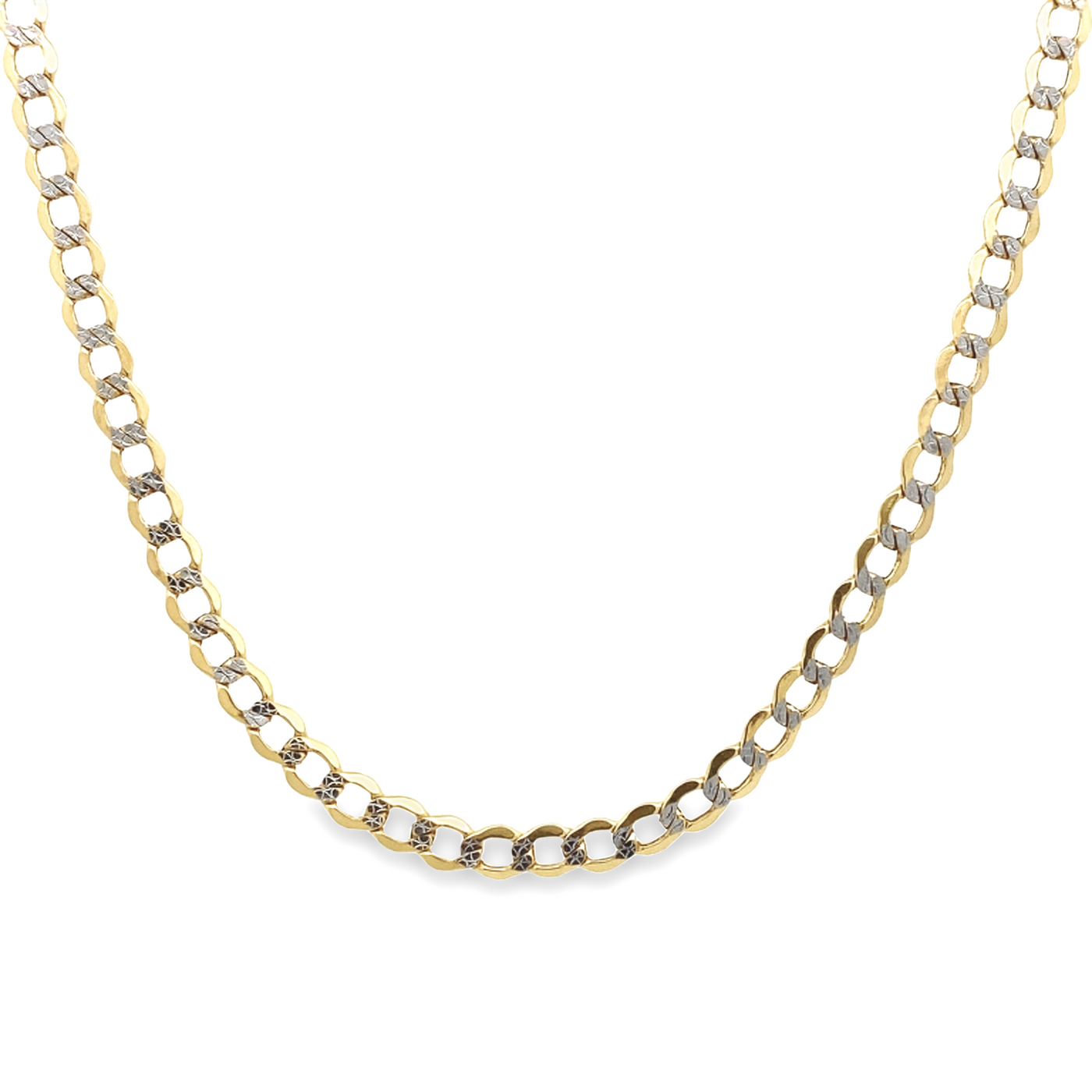 10 Karat Yellow and White Gold 3.5mm Curb Link Chain