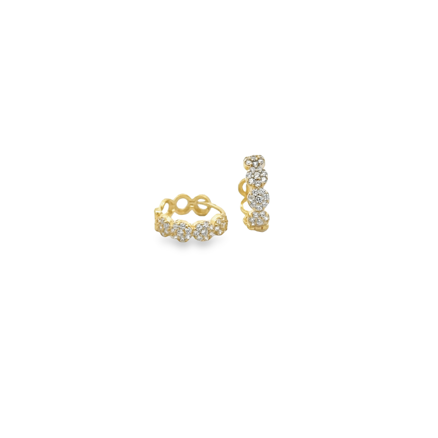 10 Karat Gold Cubic Zirconia Cluster Small Hoop Earrings