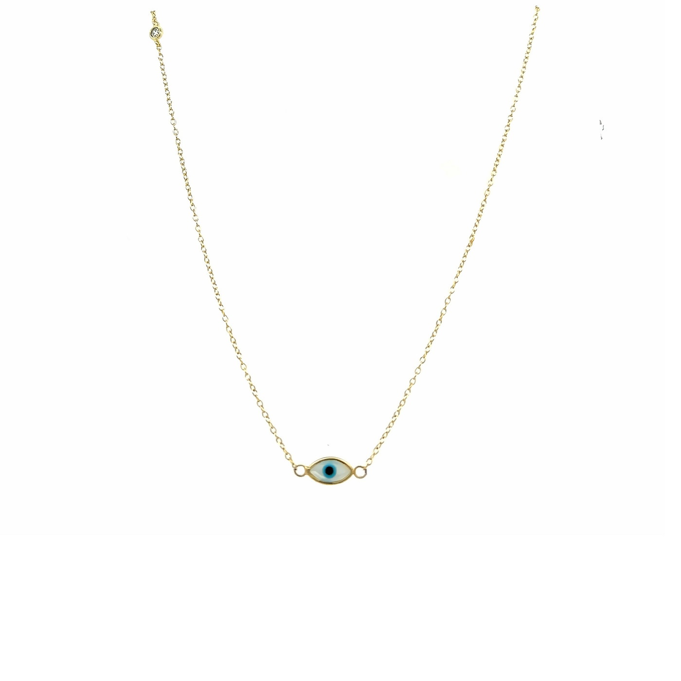 Sterling Silver Gold Plated Cubic Zirconia Evil Eye Necklace