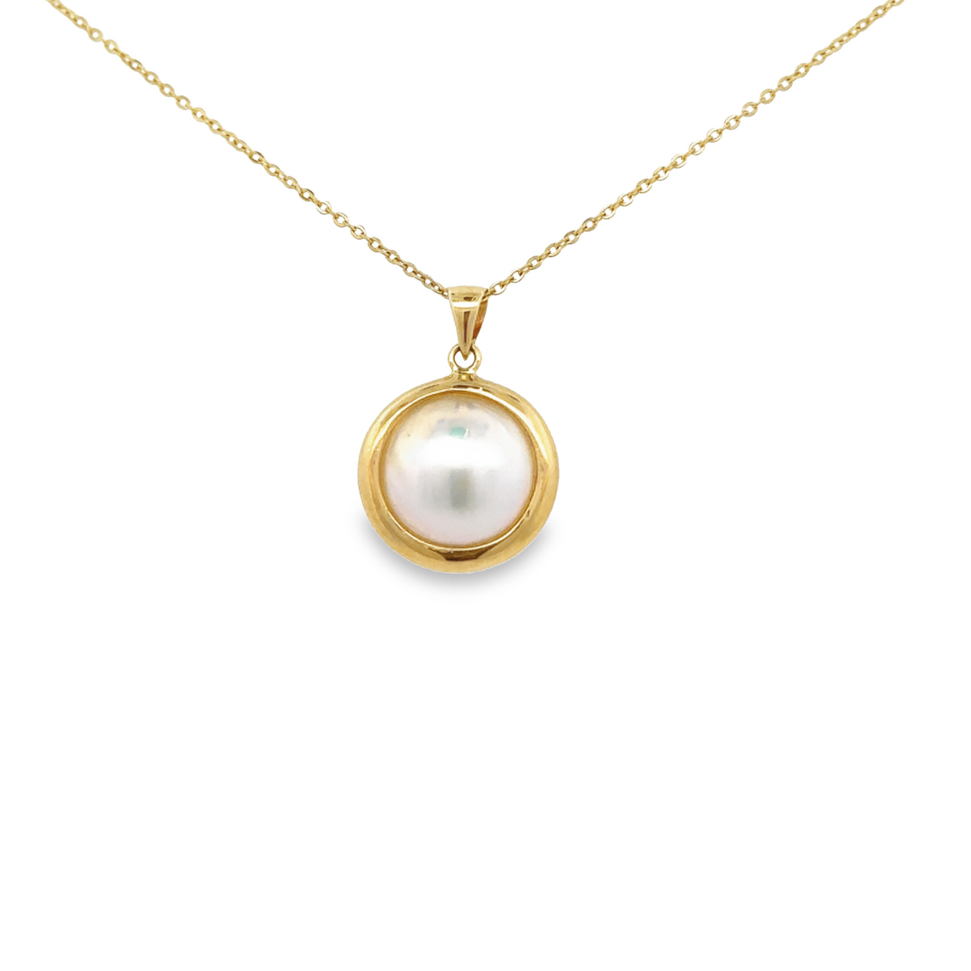 14 Karat Yellow Gold Mabe Pearl Necklace