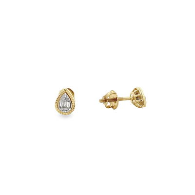 14 Karat Yellow Gold Diamond Cluster Pear Shape Earrings