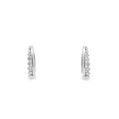 10 Karat White Gold Claw Set 1.00CT Diamond Hoop Earrings