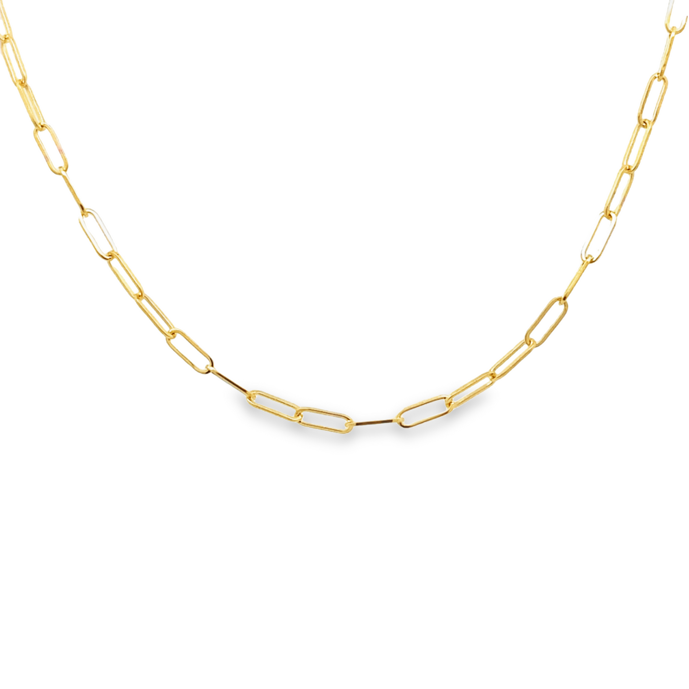 10 Karat Yellow Thin Gold Paperclip Necklace
