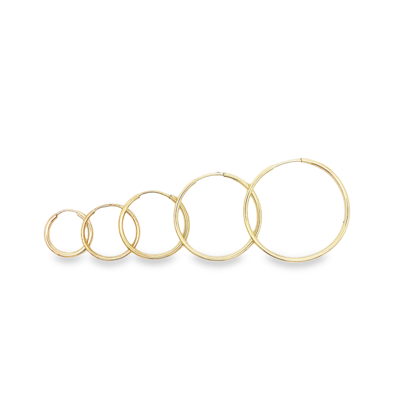 10 Karat Yellow Gold 1.5mm Width Endless Hoop Earrings