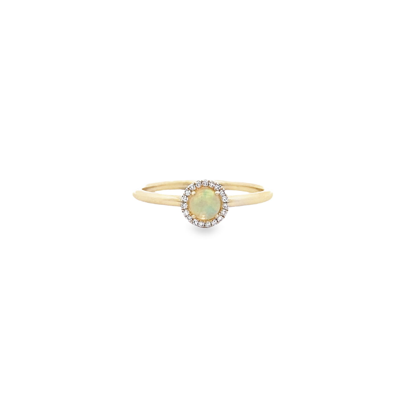 14 Karat Yellow Gold Opal and Diamond Halo Ring