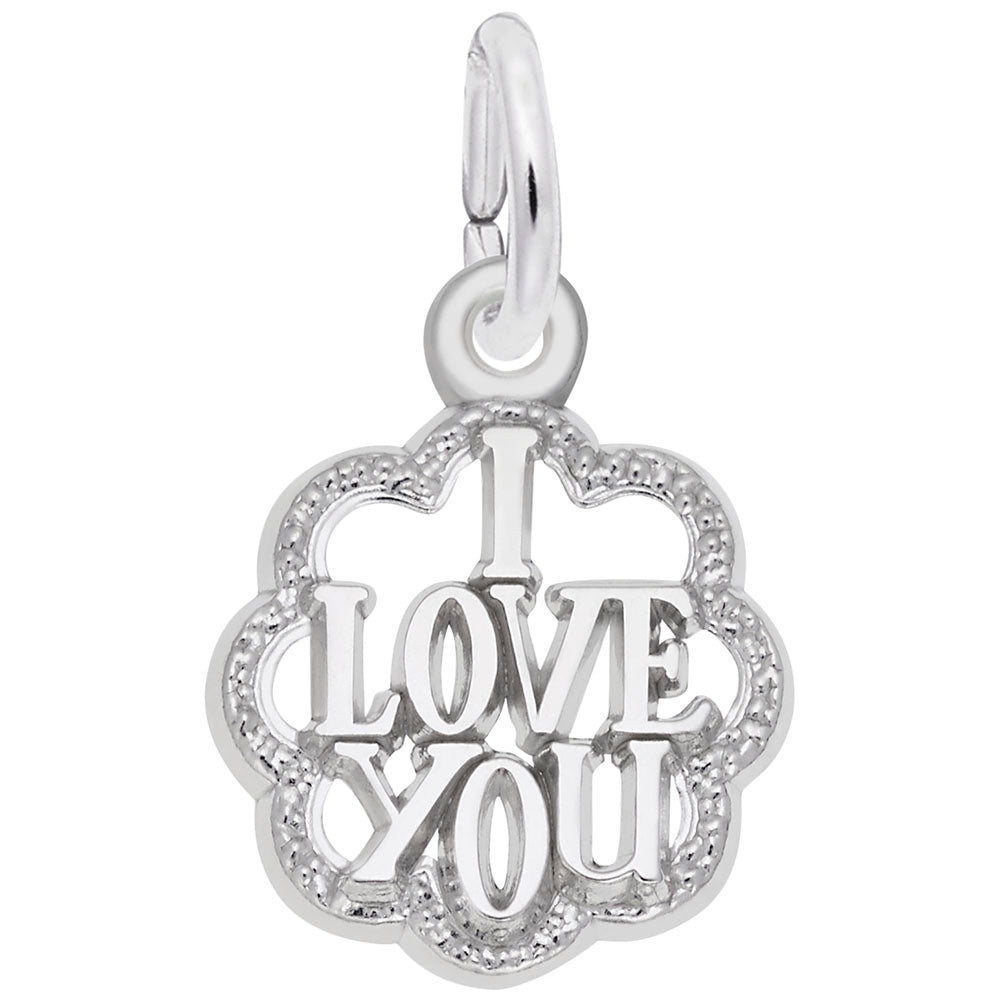 Sterling Silver I Love You Scalloped Border Charm