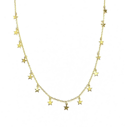 Sterling Silver Gold Plated Multi Star Necklace