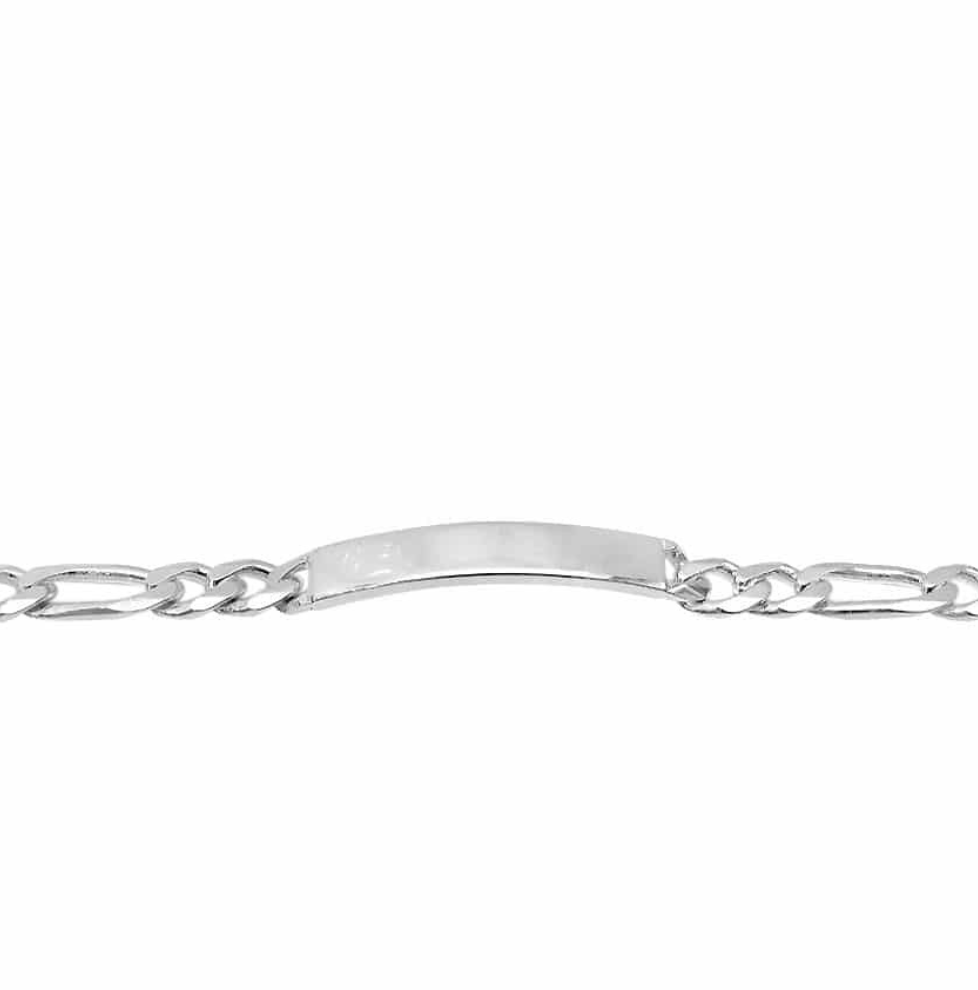 Sterling Silver Large Link Figaro ID Bracelet