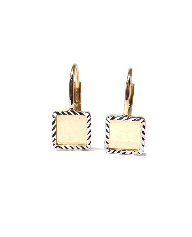 10 Karat Yellow Gold Leverback Earrings with Square Drop