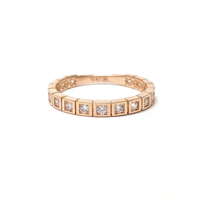 10 Karat Gold Cubic Zirconia Squared Band Ring