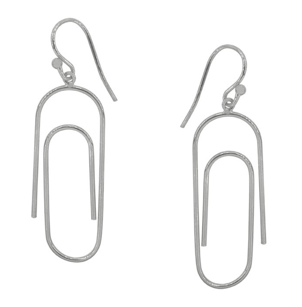 Silver Large Paper Clip Earrings