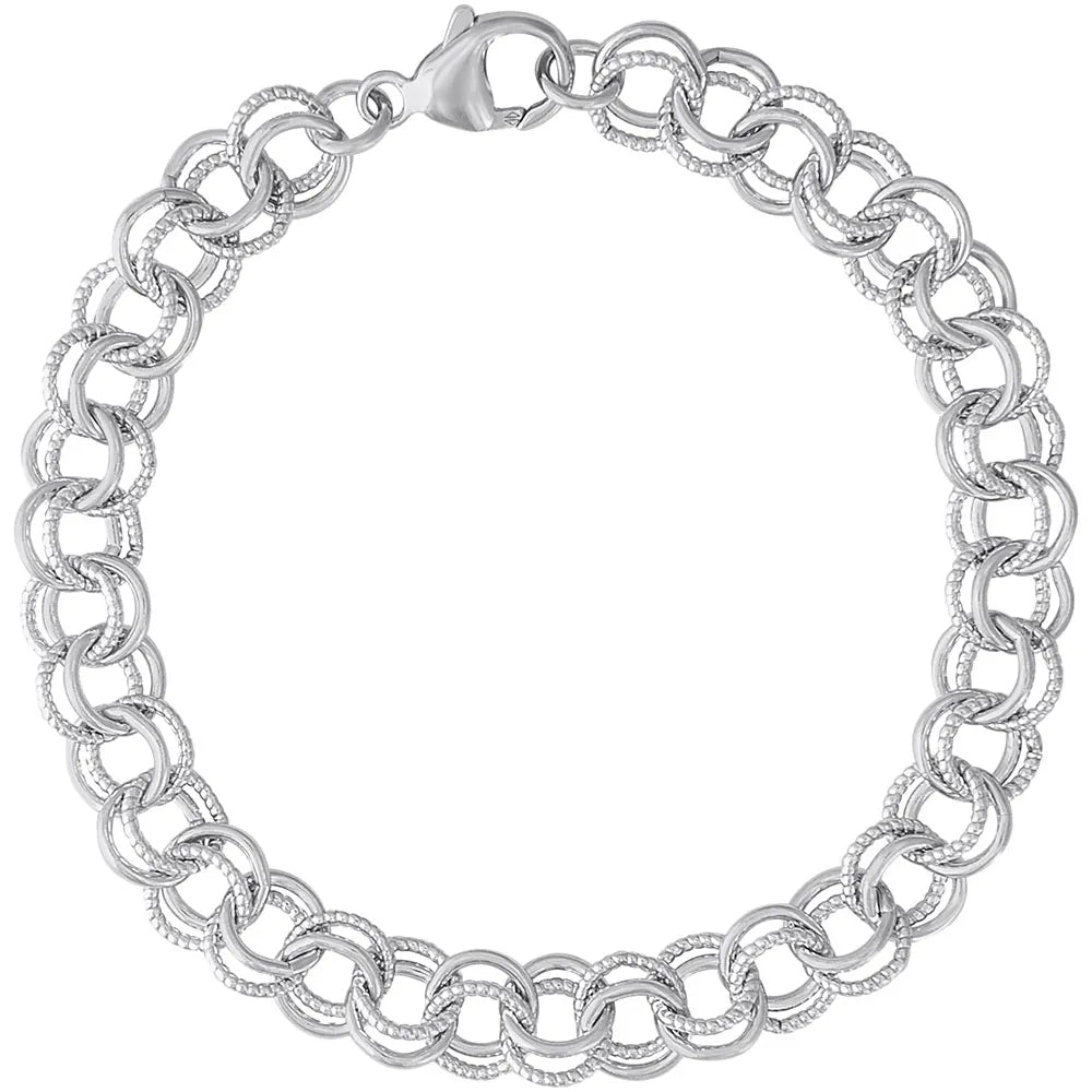 Sterling Silver Twisted Cable Double Link Classic Bracelet