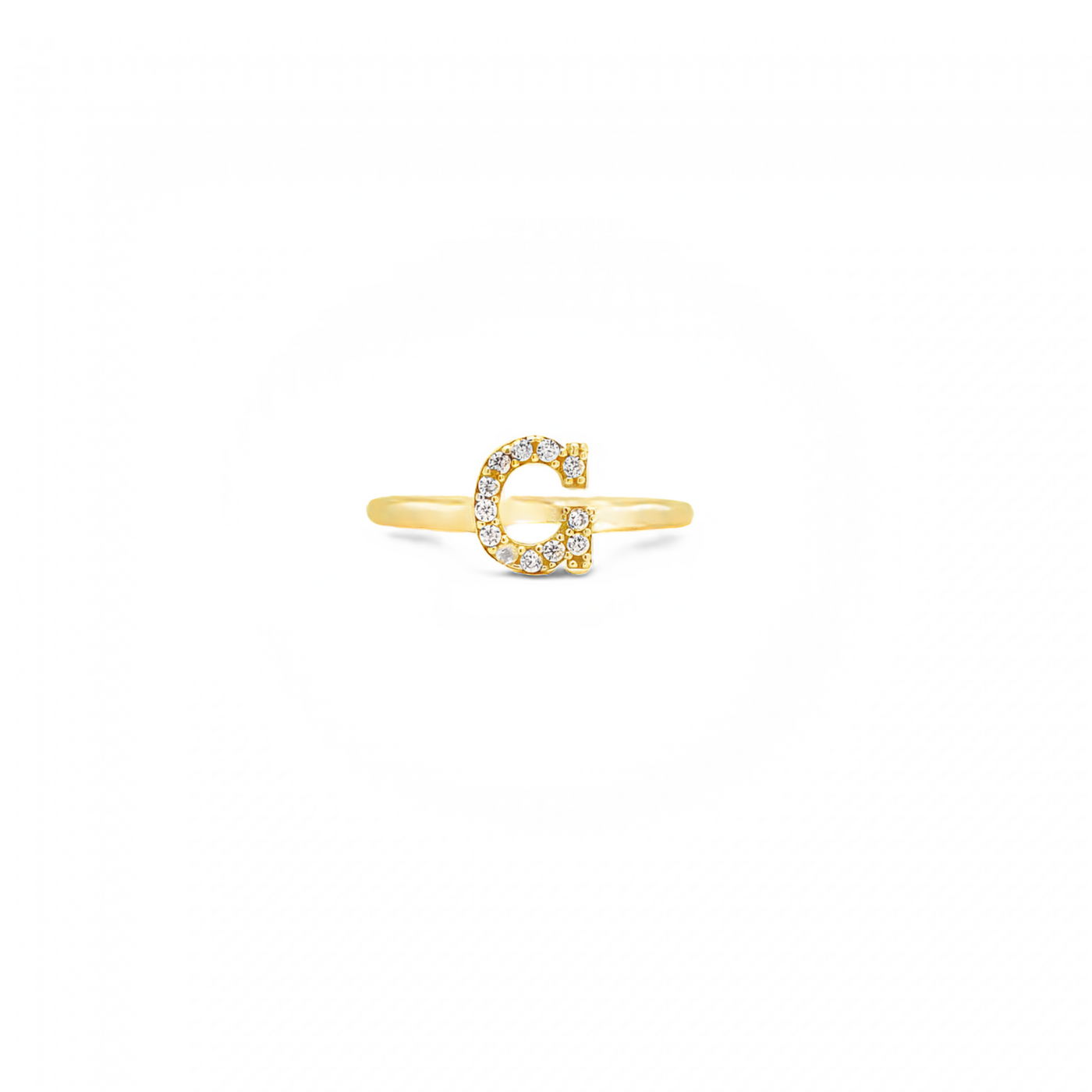 10 Karat Yellow Gold Cubic Zirconia Initial Ring