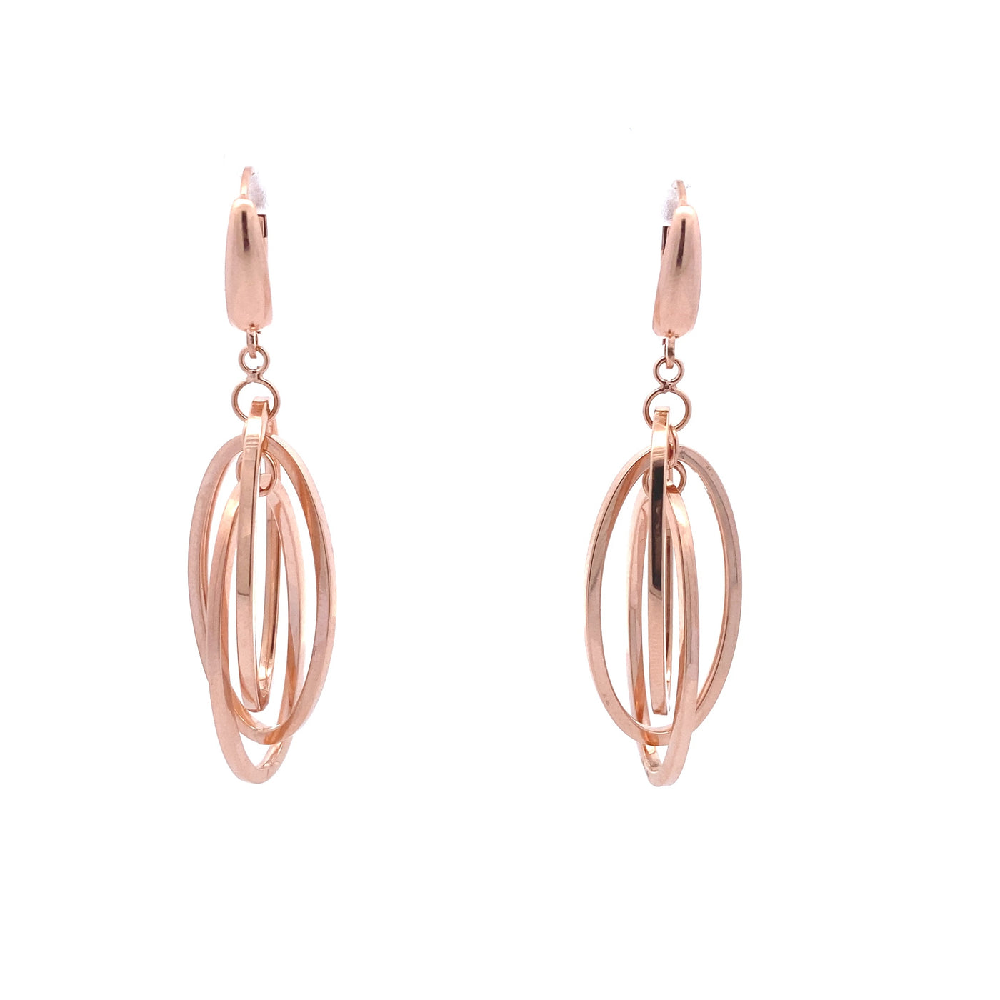 10 Karat Rose Gold Geometric Dangle Earrings