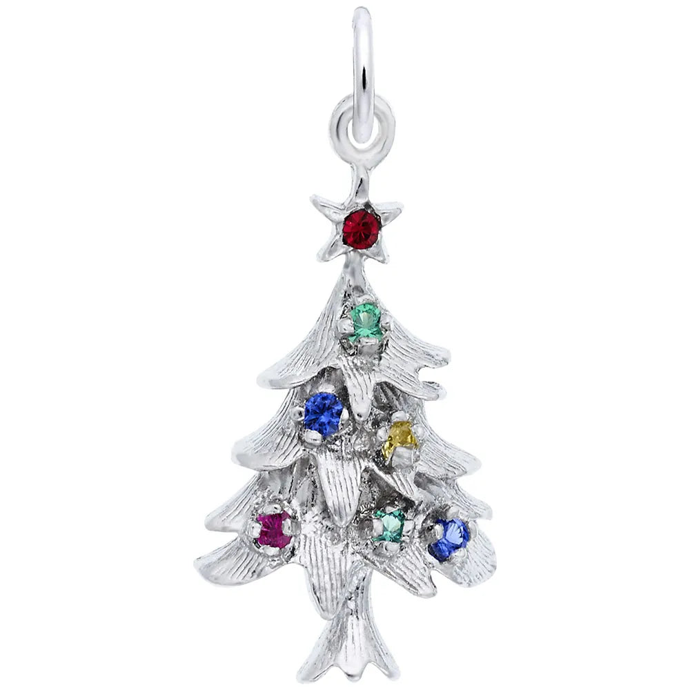 Sterling Silver Christmas Tree with Ornaments Charm
