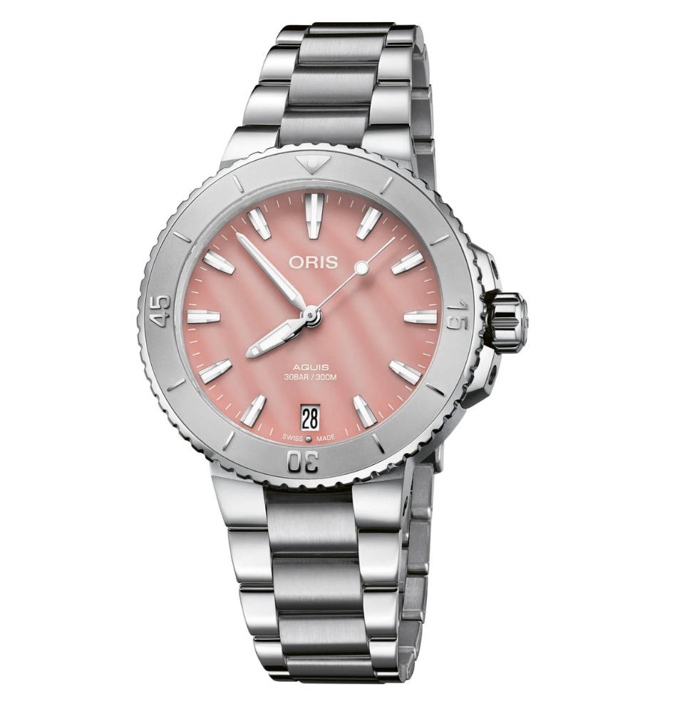 Oris 36.5MM Aquis Date Pink Mother of Pearl Dial