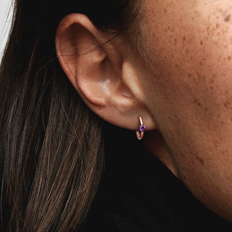 Pandora Purple Solitaire Huggie Hoop Earrings - 289304C01 - FINAL SALE