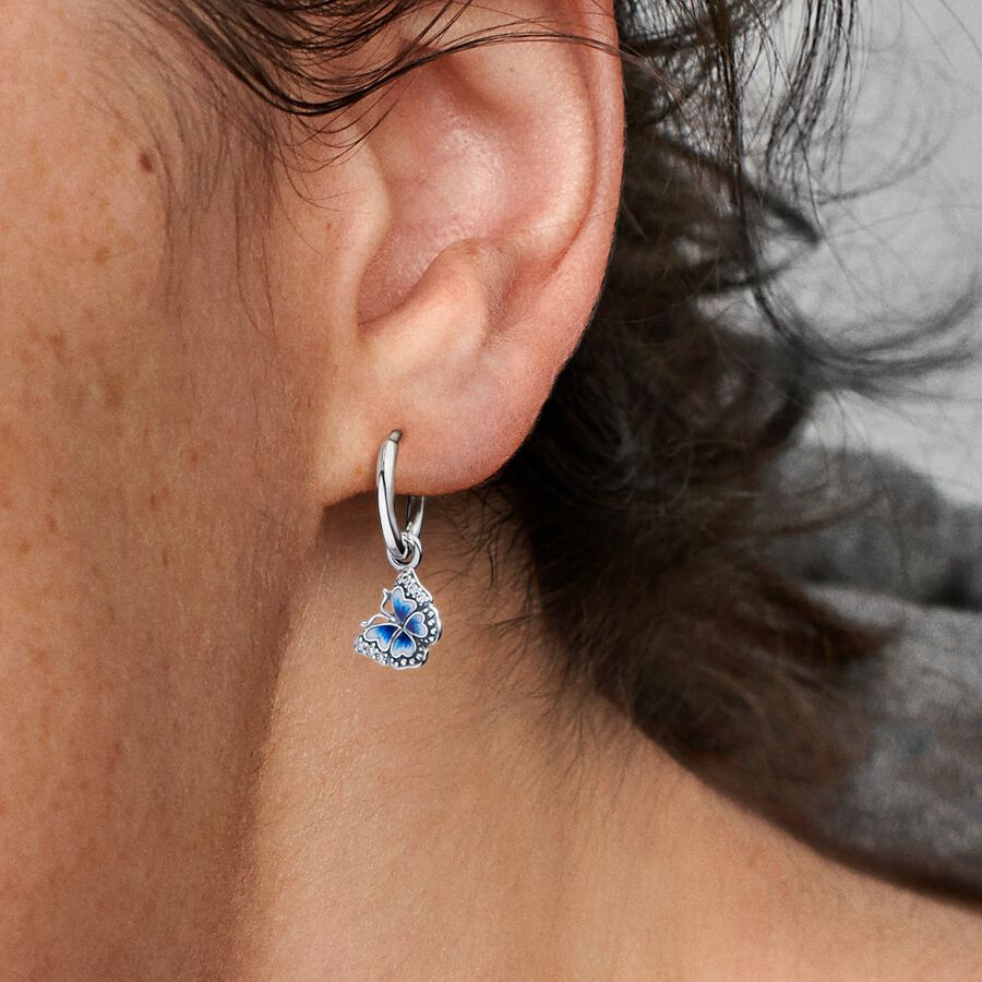 Pandora Blue Butterfly Hoop Earrings - 290778C01