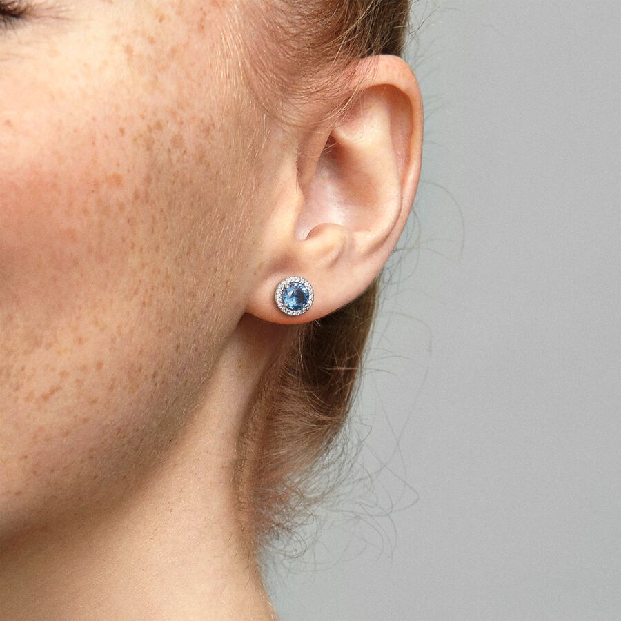 Pandora Blue Round Sparkle Stud Earrings - 296272C01