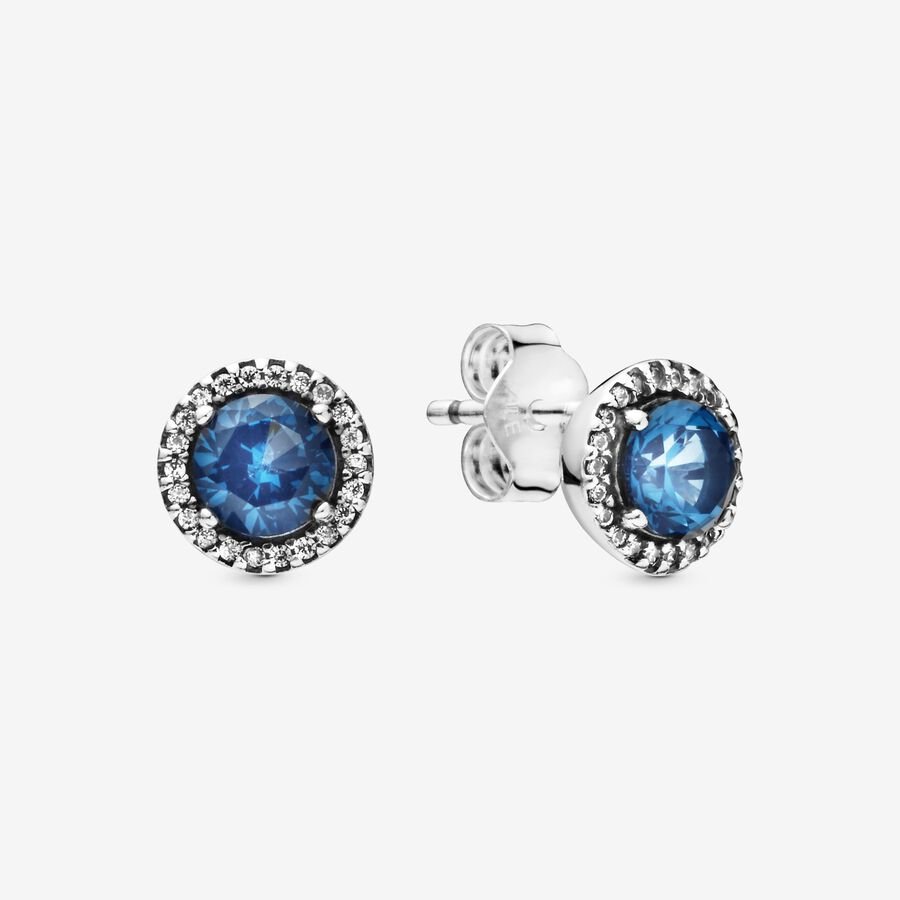 Pandora Blue Round Sparkle Stud Earrings - 296272C01
