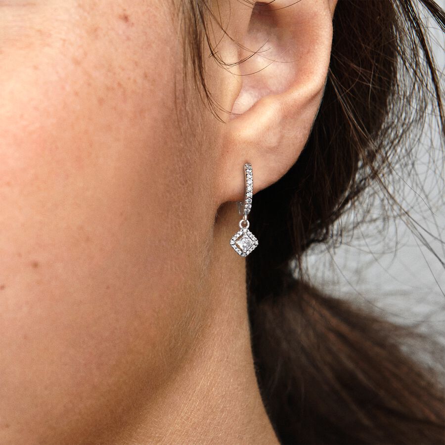Pandora Square Sparkle Hoop Earrings - 298503C01