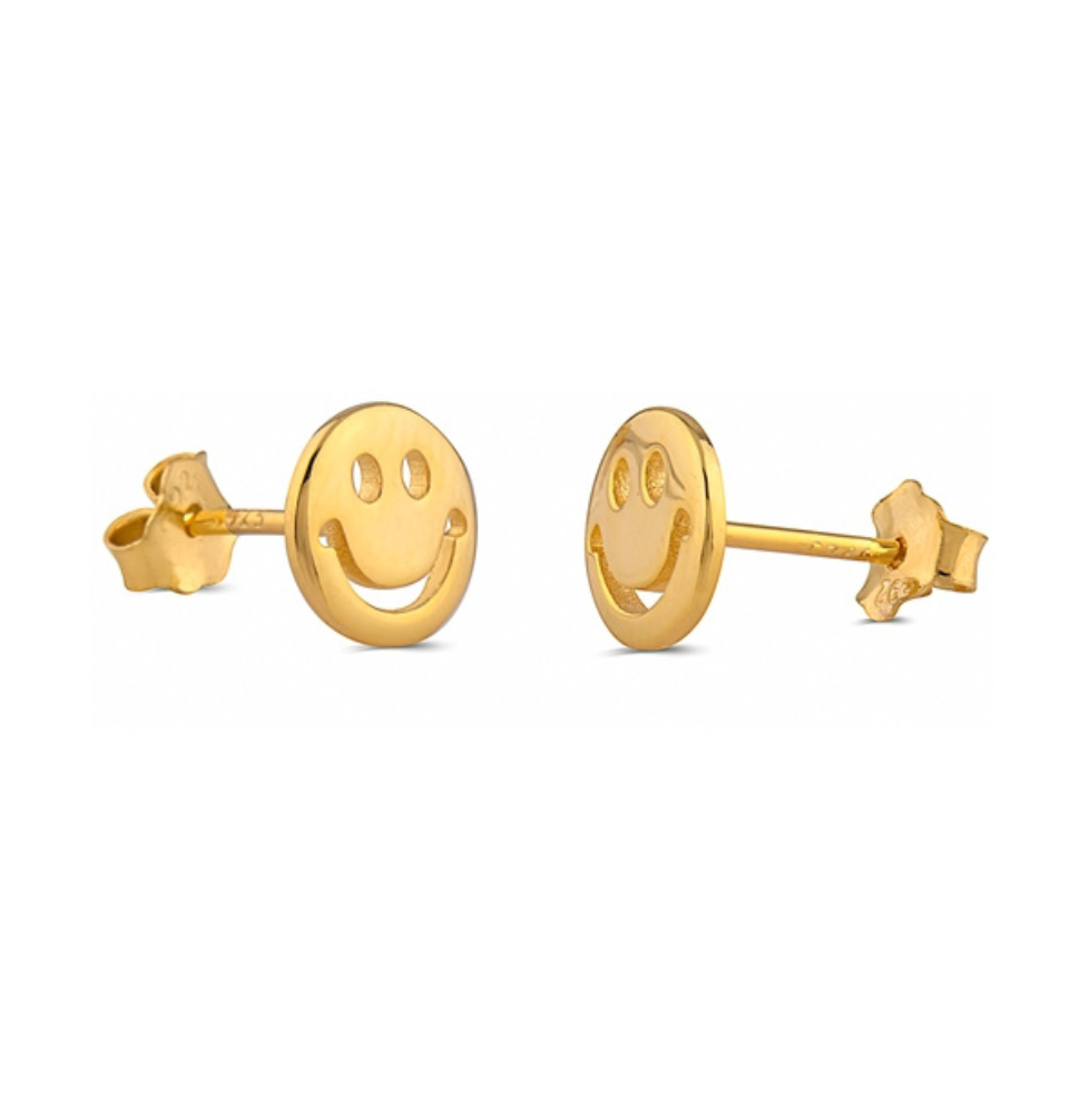 Sterling Silver Gold Plated Smile Studs