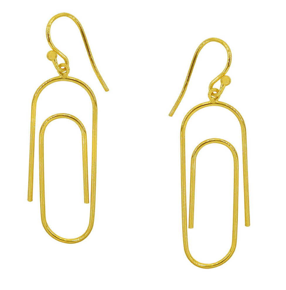 Silver Gold Plated Large Paper Clip Earrings