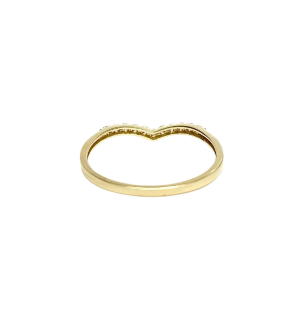 10 Karat Yellow Gold Cubic Zirconia Wishbone Ring