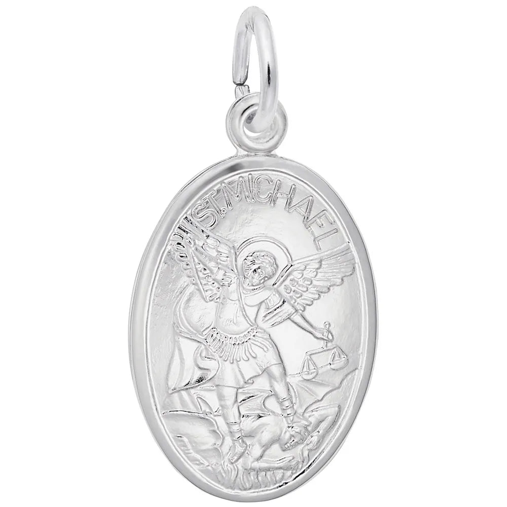 Sterling Silver St. Michael Oval Disc Charm