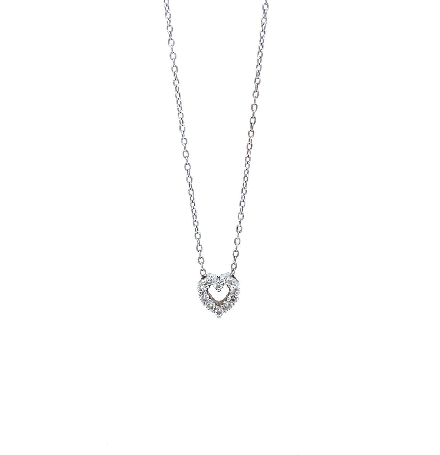 14 Karat White Gold Mini Heart Diamond Necklace