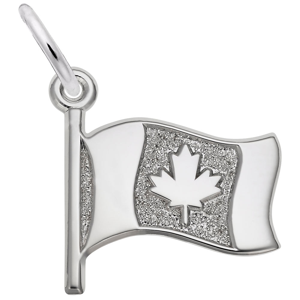 Sterling Silver Waving Canadian Flag Charm