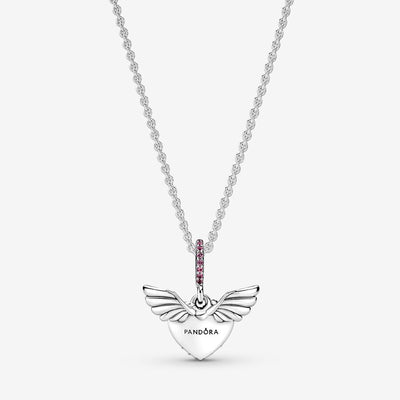 Pandora Pavé Heart & Angel Wings Necklace - 398505C02-45