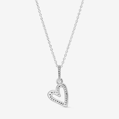 Pandora Sparkling Freehand Heart Pendant Necklace - 398688C01-50