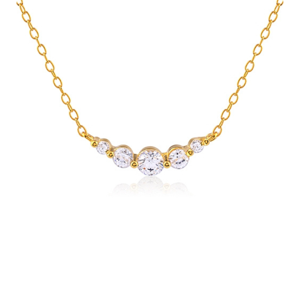 Silver Gold Plated Cubic Zirconia Necklace
