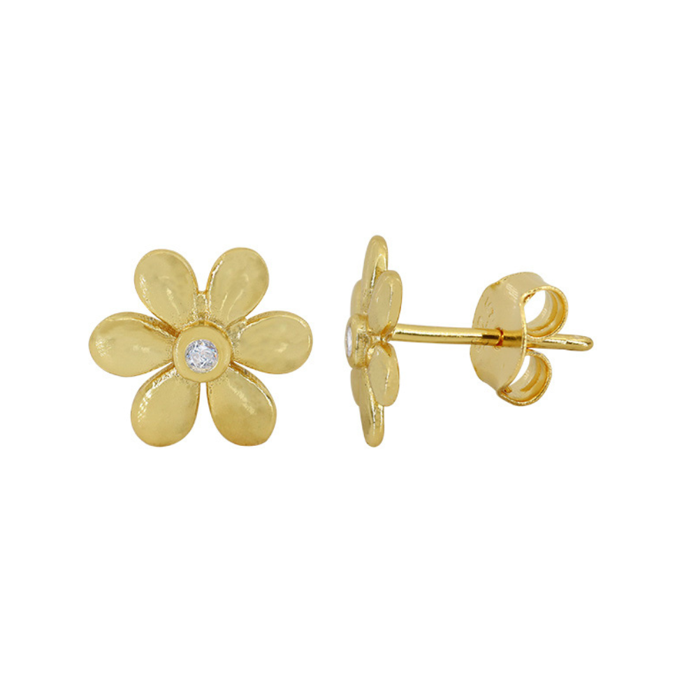 Silver Gold Plated Flower Studs