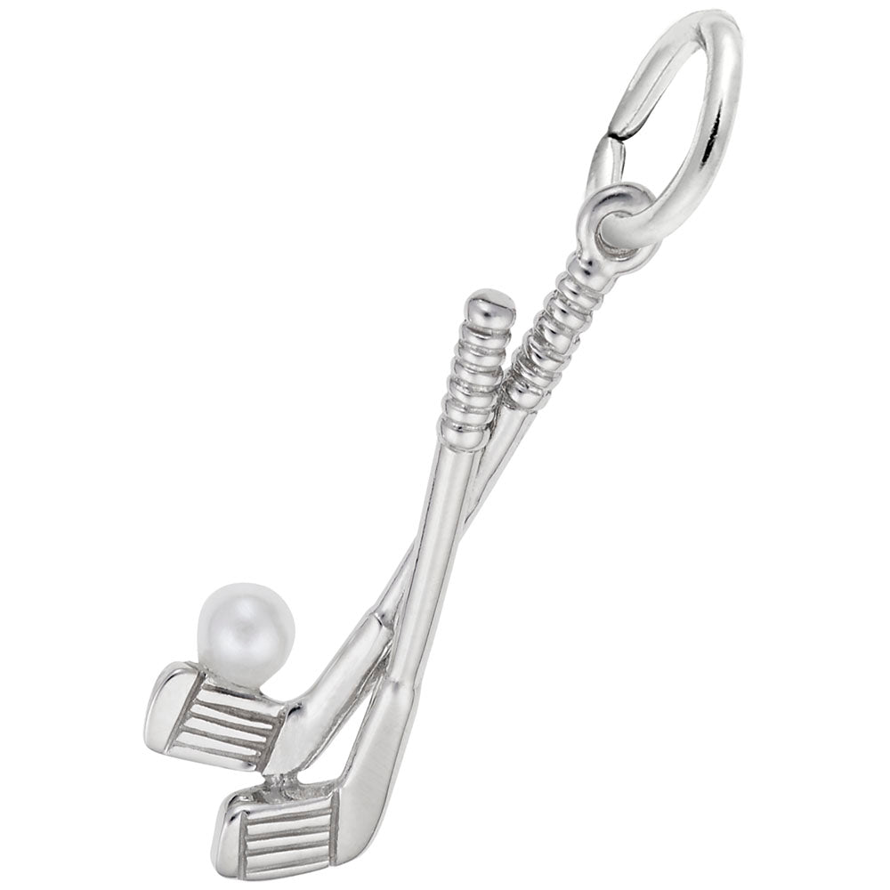Sterling Silver Golf Clubs with Pearl Charm
