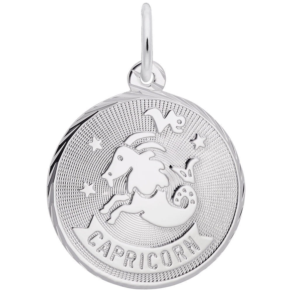 Sterling Silver Capricorn Constellation Disc Charm
