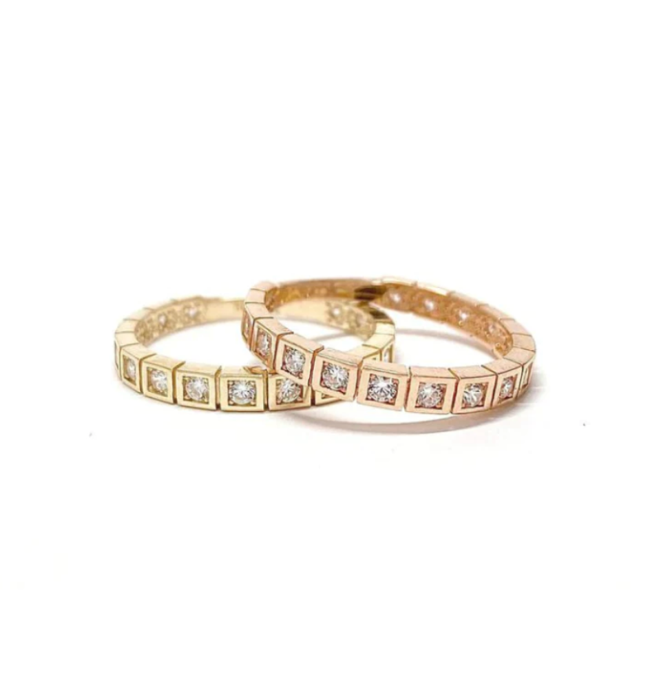 10 Karat Gold Cubic Zirconia Squared Band Ring