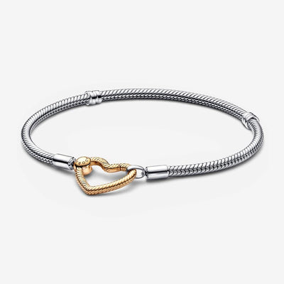 Pandora Two-Tone Heart Closure Snake Chain Bracelet - 569539C00