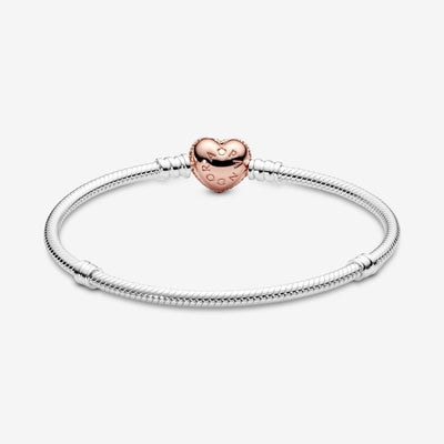 Sparkling Pave Heart Snake Chain Pandora Bracelet - 586292CZ