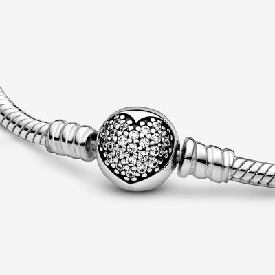 Sparkling Pave Heart Snake Chain Pandora Bracelet - 590743CZ
