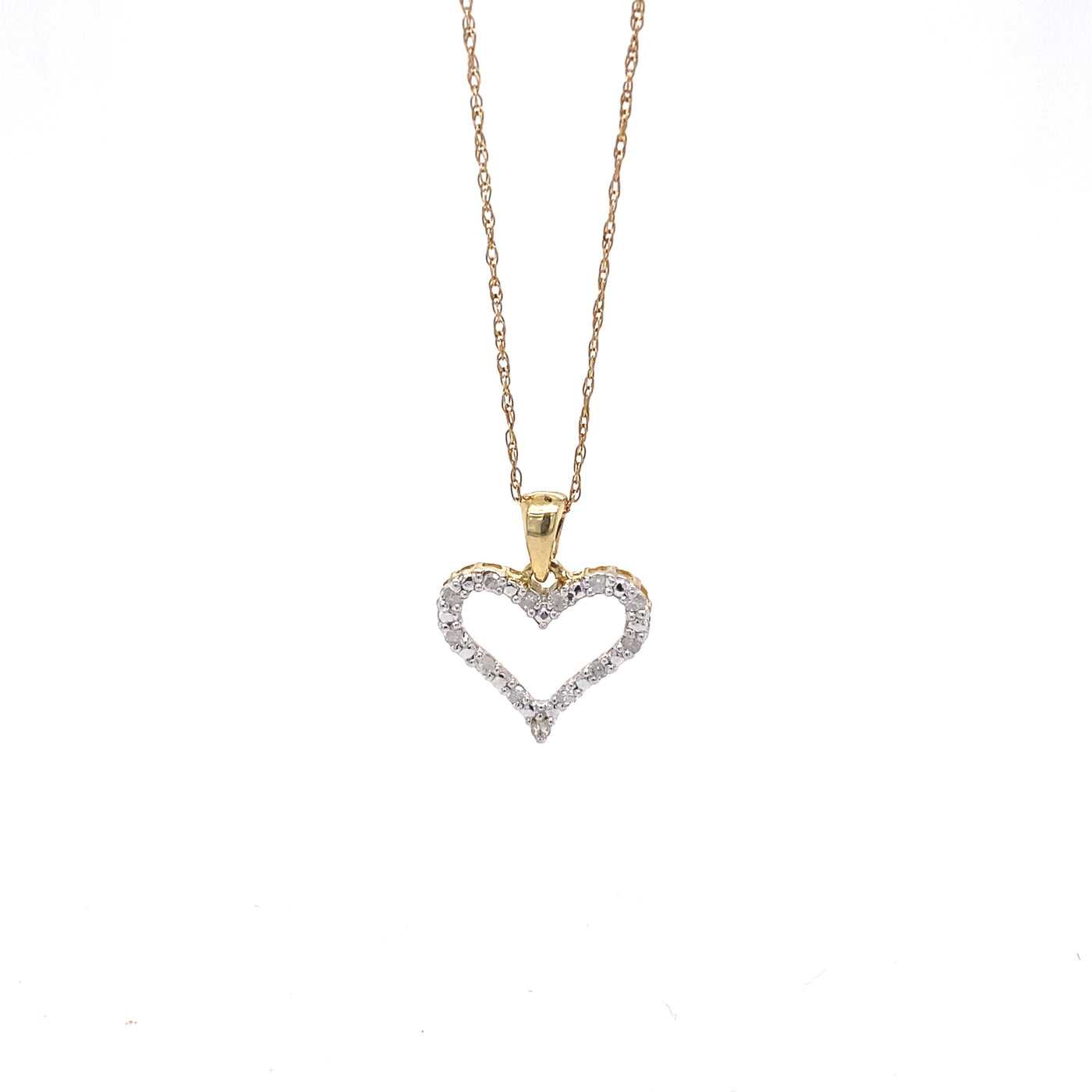 10 Karat Yellow Gold Diamond Heart Necklace