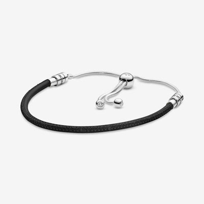 Pandora Black Leather Slider Bracelet - 597225CBK-2