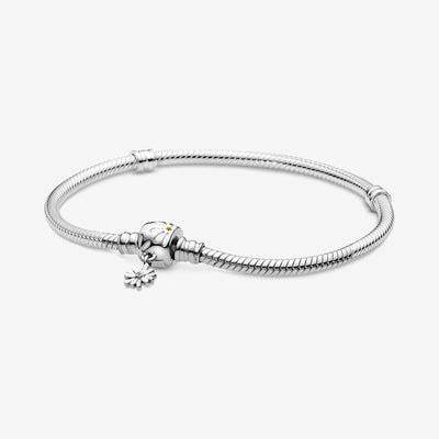 Pandora Daisy Flower Clasp Snake Chain Bracelet -  598776C01