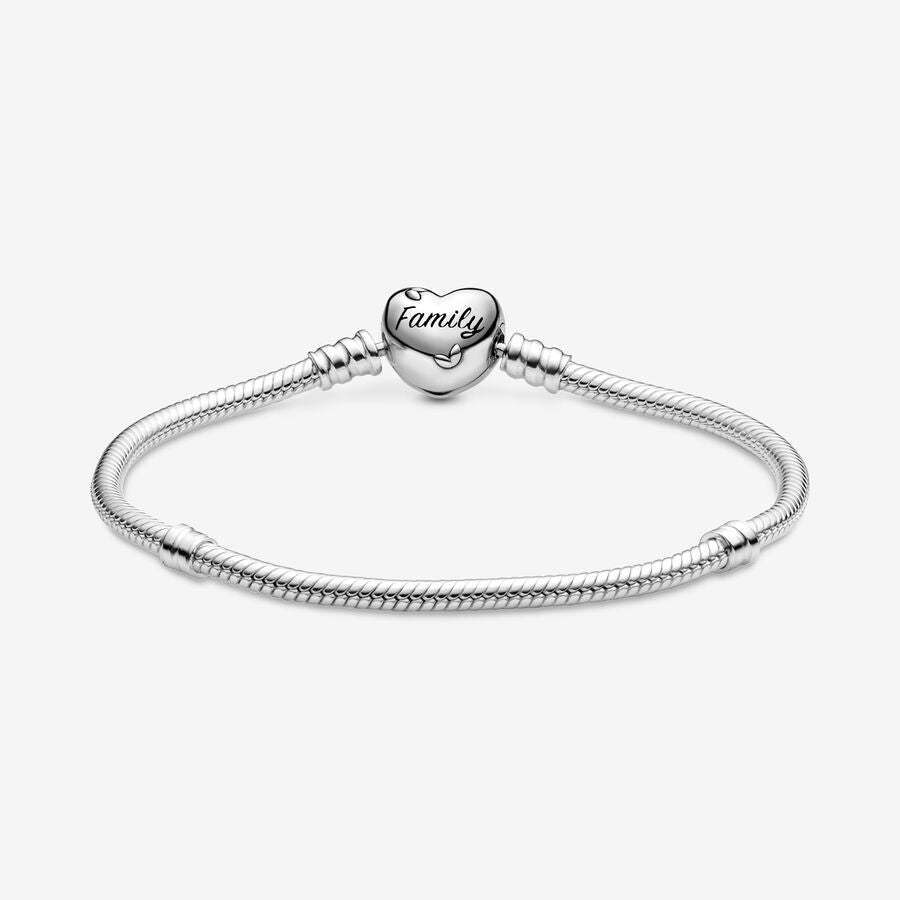 Pandora Family Tree Heart Clasp Snake Chain Bracelet - 598827C01