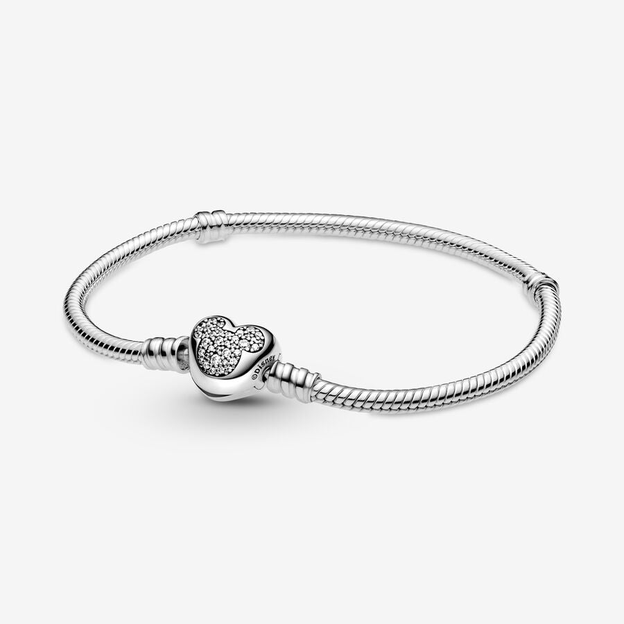 Pandora Disney Pandora Moments Mickey Mouse Heart Clasp Snake Chain Bracelet - 599299C01