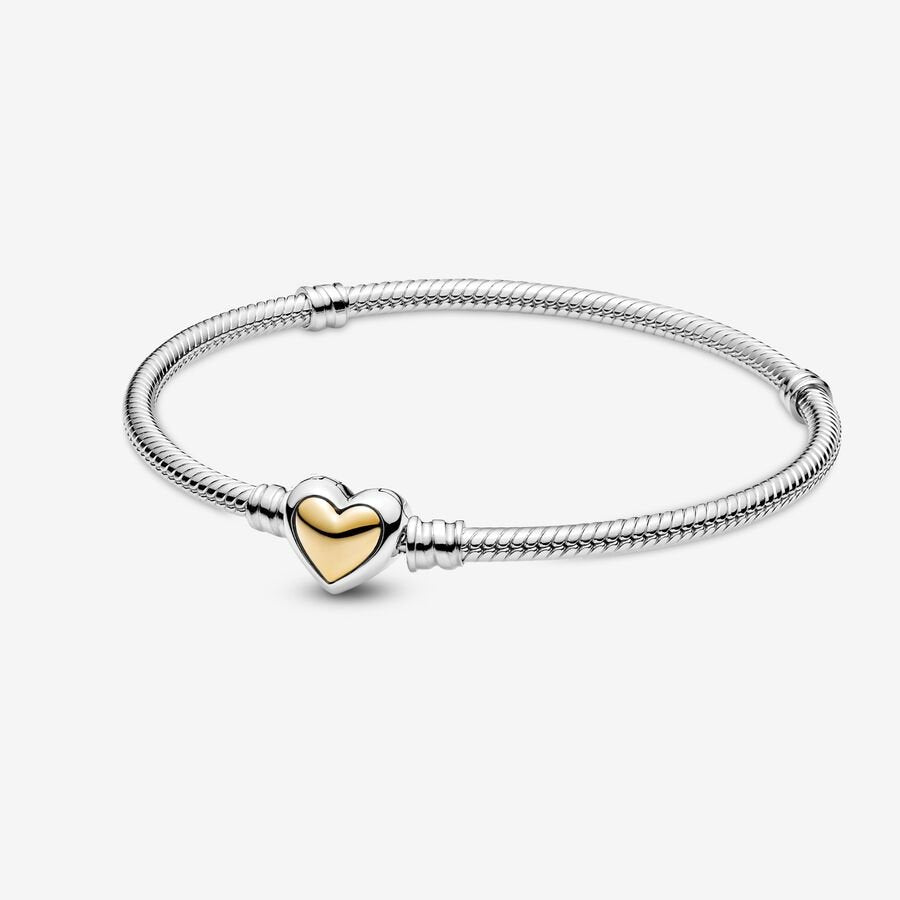 Pandora 14KT Gold Two-Tone Dommed Heart Chain Bracelet - 599380C00