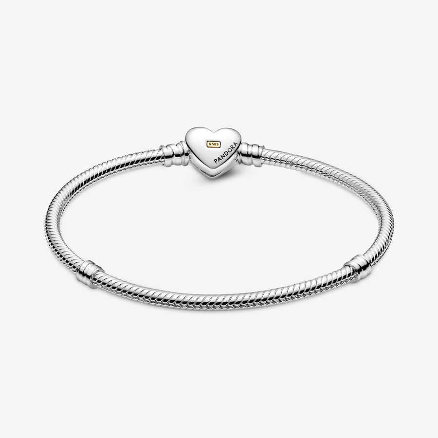 Pandora 14KT Gold Two-Tone Dommed Heart Chain Bracelet - 599380C00